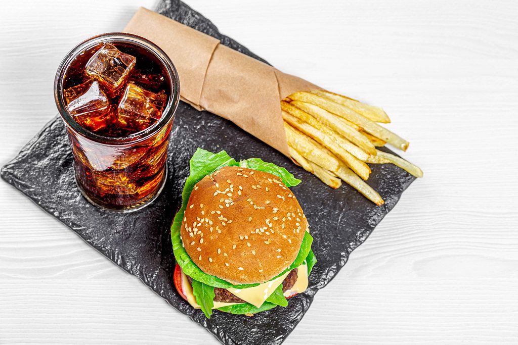 A tray of fast food.